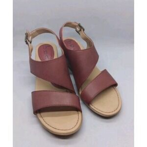 BOC Angulo Leather Red Slingback Heeled Sandals Womens size 8 M Comfort Casual